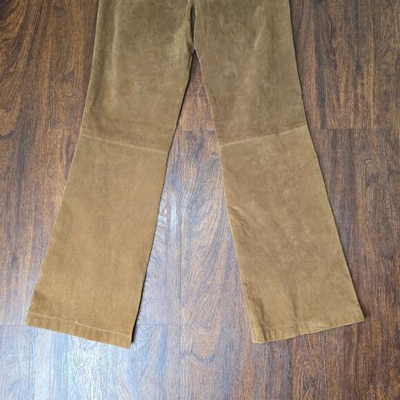 Vintage Mossimo Brown Suede Bootcut 100% Leather Pants Y2K - Size 433 - Picture 7 of 8